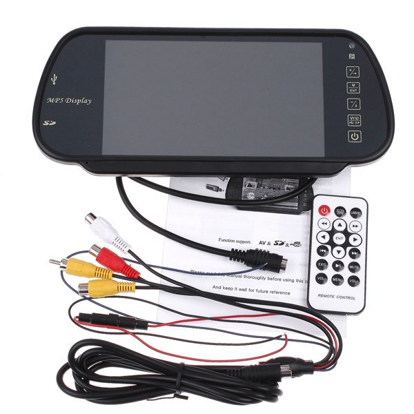 Мультимедия&nbsp;«Зеркало заднего вида с монитором +BLUETOOTH +MP5 экран TFT LCD, размер 7", TV система PAL/NTSC арт.030.0008.000 (накладное)»